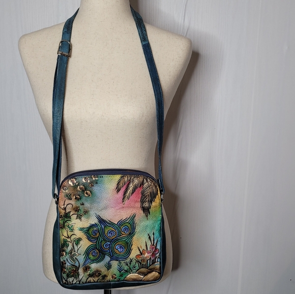 BIACCI HAND PAINTED CROSSBODY Leather PURSE - Picture 3 of 12